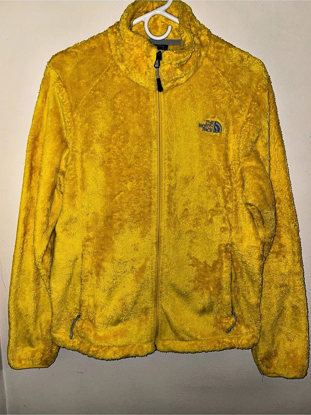 The North Face Osito Fuzzy Fleece Jacket Womens Large L/G Vibrant Yellow Full Zi